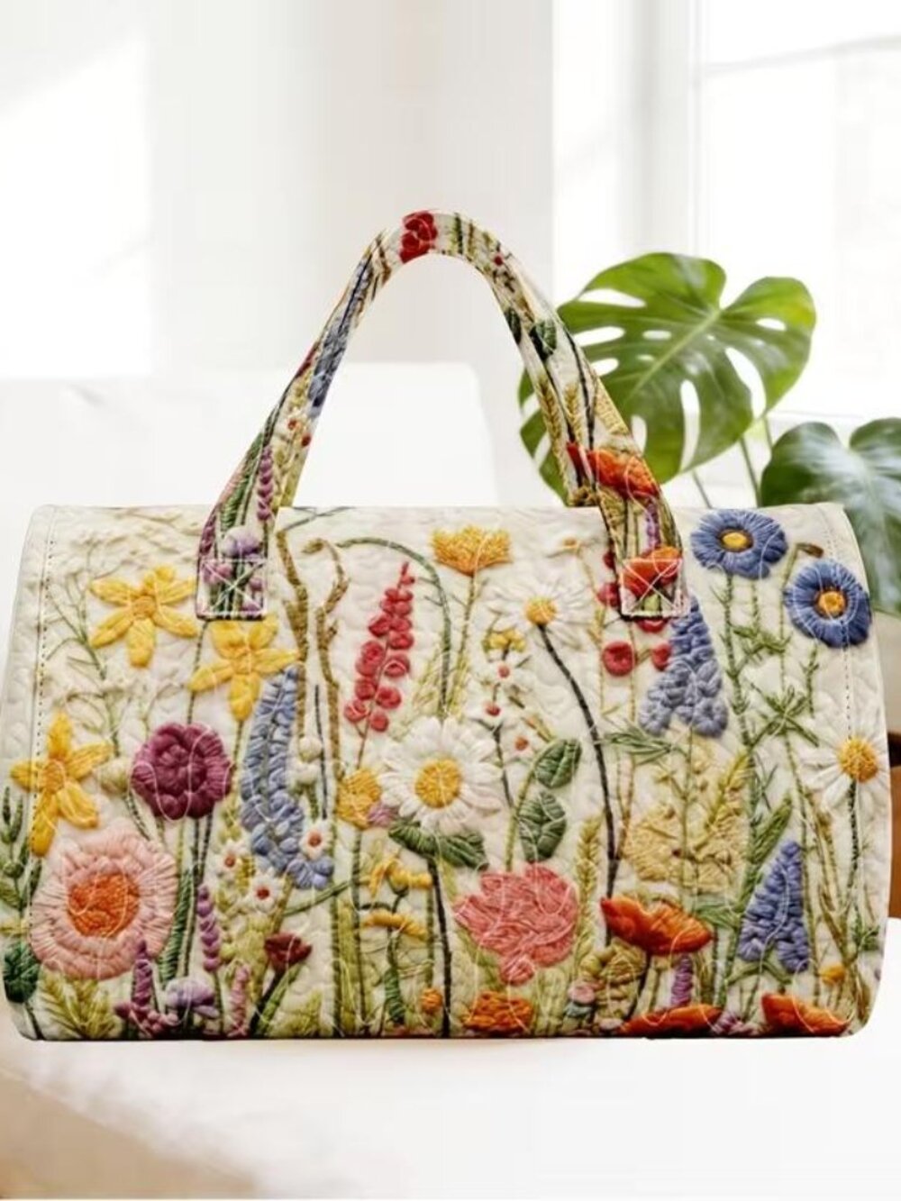 QUILTED FLORAL DUFFLE